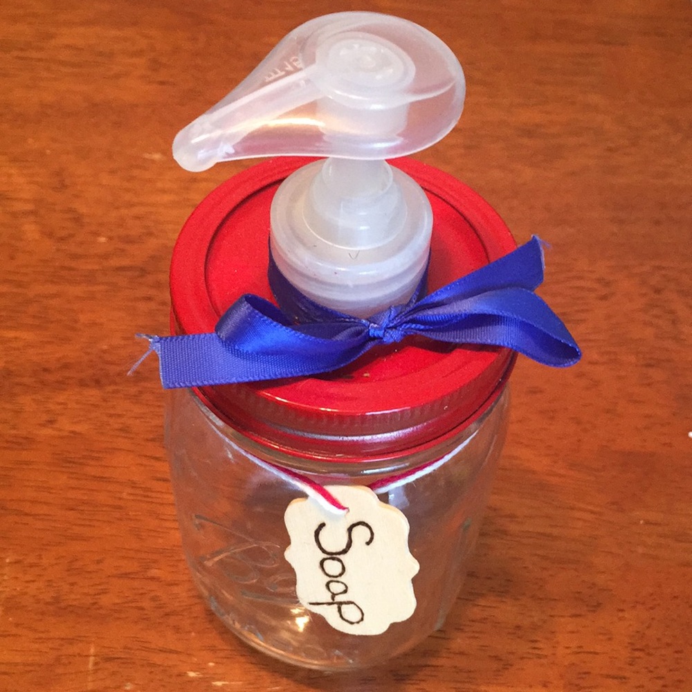 Hand Crafted- Red lid soap jar